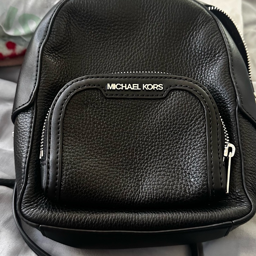 Mini Michael Kors Black Pebbled Leather Backpack